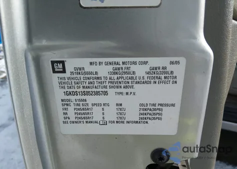 2005 GMC Envoy Sle z USA, uszkodzony, nr VIN 1GKDS13S052385705